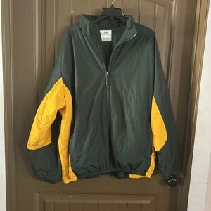 Vintage Majestic Black & Yellow Lined Zipped Front Jacket Men 2X Large PU Coated